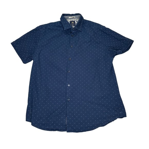 Ricky Singh Shirt Mens Large Slim Fit Blue Short Sleeve Button Front Casual - Picture 1 of 12